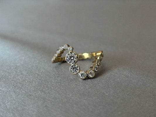 Juno Diamond Rippled Round Ring | Lab-Grown Diamond Ring | Gradient | Ring Band