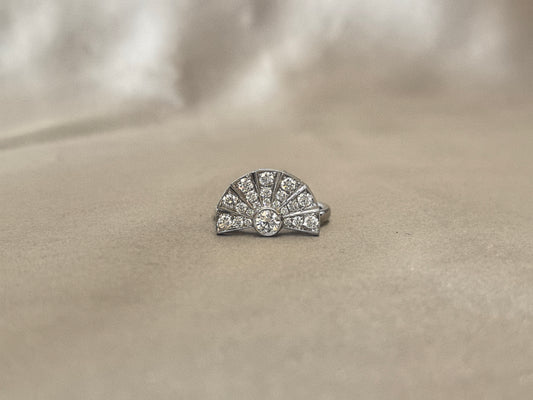 14k Seven-Petal Fan-Shaped Diamond Ring | 21 Round Brilliant Stones | Graduated Cluster Design | 0.20 Carat Total Weight | 14K White Gold