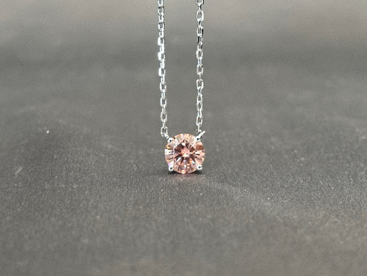 GN-007 | Round Pink Lab-Grown Diamond Pendant | 4-Prong Setting | Elegant and Luxurious Feel