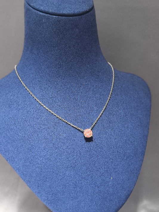 GN-007 | Round Pink Lab-Grown Diamond Pendant | 4-Prong Setting | Elegant and Luxurious Feel