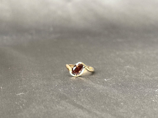 1 Carat Oval Brown Diamond Ring | 14K Yellow Gold Ring | Lab Grown Diamond Ring | Pinky Ring | Bezel Setting | Two Prong Setting | Curved Band Design