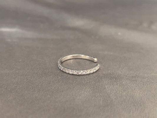 BM-005|Open-Shank Lab Diamond Half Eternity Band | Pave-Set Design | Minimalist Everyday Wear