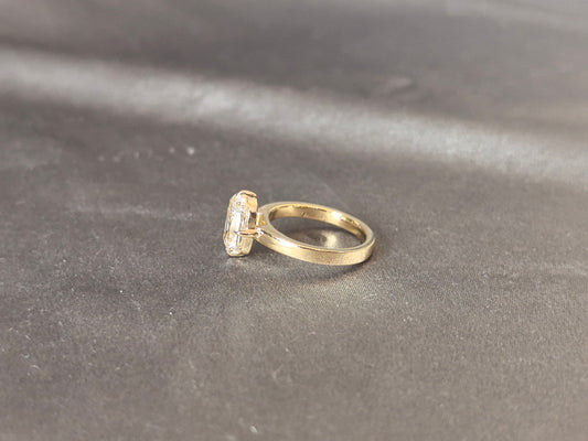 O-007| Old Mine Cut Lab Diamond Solitaire Ring | Four-Prong Setting | Classic Vintage Handmade Jewelry