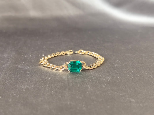 GB-002|Emerald-Cut Solitaire Emerald Bracelet | Prong Set| Classic Solitaire Style | Bold Old Money Aesthetic