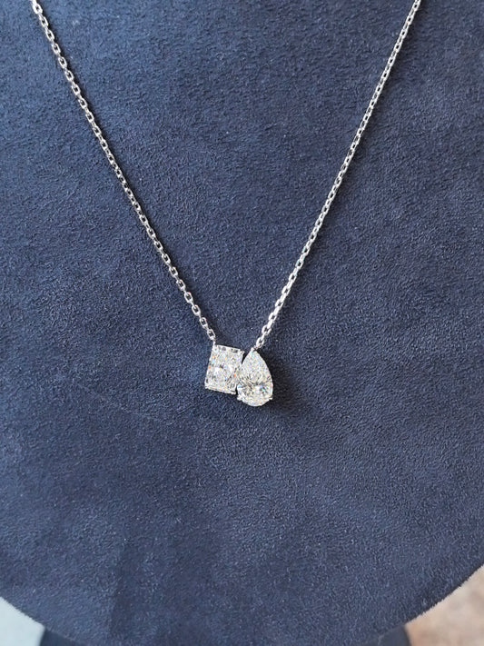 N-011 | Lab-Grown Diamond Toi et Moi Pendant Necklace | Prong-Set |Minimalist Two-Stone Diamond | (Copy)