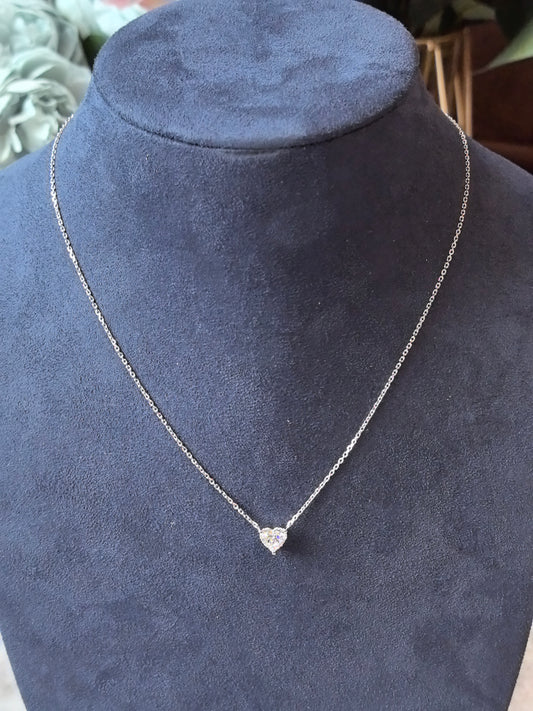 N-012 | Lab-Grown Diamond Heart Pendant Necklace | Prong-Set | Everyday Wear Dainty Heart Necklace (Copy)