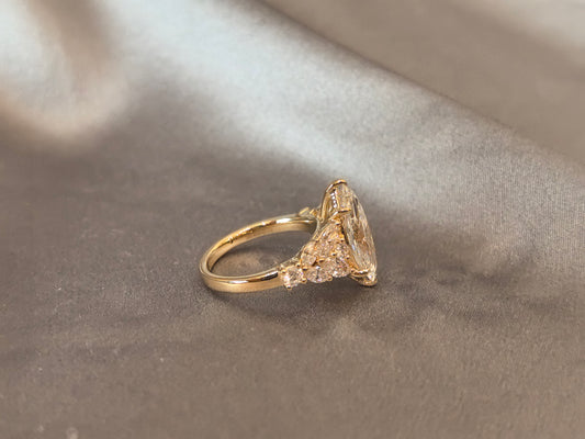 MA-021 |Prong-Set Marquise Diamond with Pear & Round Accents Ring | Polished High-Shine | Lightweight, Comfort-Fit ConstructionSmooth Band |