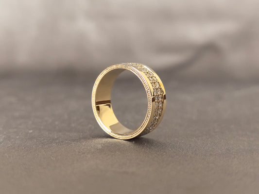 BM-022 | Pave-Set Round-Cut Diamond Double-Row Band | Hypoallergenic Fine Jewelry | Durable, Comfort-Fit Construction