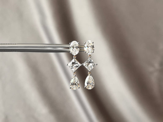 E-017 | Multi-Cut Lab-Grown Diamond Huggie Earrings | Elegant Everyday Wear Hoop Earrings | Secure Hinge-Back Closure