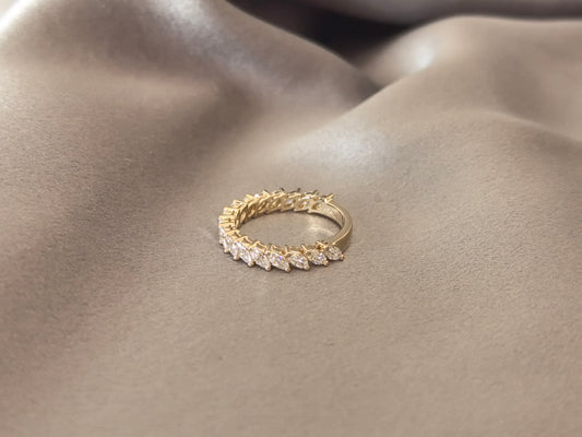 BW-009 | Marquise-Cut Lab-Grown Diamond Half Eternity Band | Secure Prong-Set | Smooth Low-Profile Comfort-Fit Band