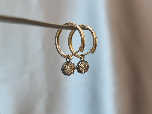 E-022 | Black Rhodium-Plated Prong-Set Diamond Earrings | Smooth Bezel Settings for a Sleek, Modern Look