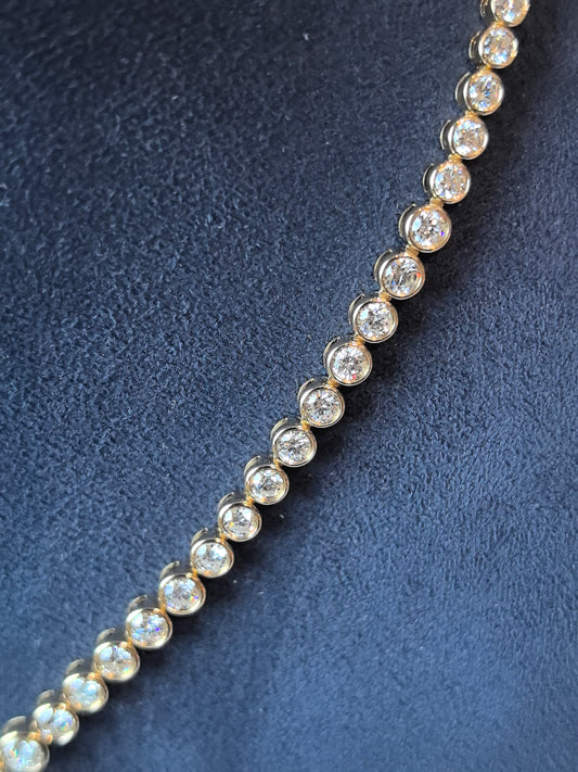 N-013 | Bezel-set diamond tennis necklace | Round brilliant-cut diamond | Hypoallergenic fine gold jewelry (Copy)