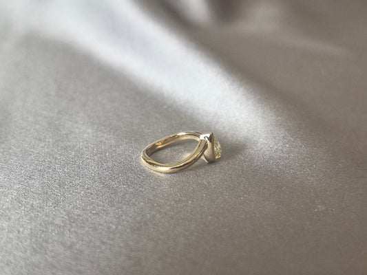 C-002 | Yellow Pear-Cut Diamond Bezel-Set Solitaire Ring | Bold Non-Traditional Statement Ring | Vibrant Golden Hue