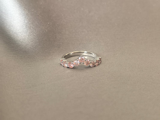 C-004 | Pink Diamond Chevron Wedding Band | V-Shaped Stackable Band | Elegant Chevron Wedding Band