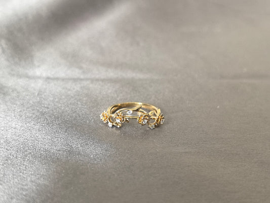 BW-013 | Twisted Branch Floral Stackable Ring | Botanical Flower Band | Vintage Sprig Stacking Jewelry