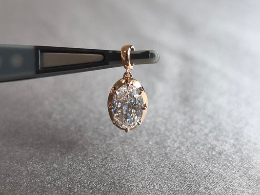 Juno Diamond P-023 | 2.5 Carat Oval-Cut Lab-Grown Diamond Open-Gallery Bail Pendant Pendant
