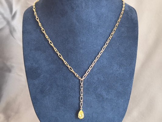 Juno Diamond N-042 | 3 Carat Fancy Yellow Pear-Cut Lab-Grown Diamond Y-Shaped Lariat Necklace