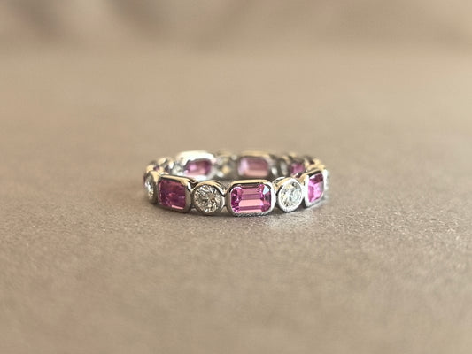Juno Diamond MX-020 | Pink Mixed-Cut Lab-Grown Diamond Full Bezel Setting Bezel Ring