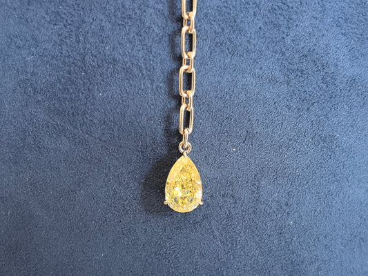 Juno Diamond N-042 | 3 Carat Fancy Yellow Pear-Cut Lab-Grown Diamond Y-Shaped Lariat Necklace