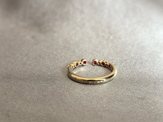 Juno Diamond RO-042 | Graduated Red Round-Cut Lab-Grown Diamond Bezel-Set Cluster Ring In Yellow Gold