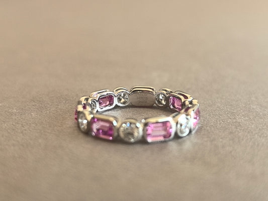 Juno Diamond MX-020 | Pink Mixed-Cut Lab-Grown Diamond Full Bezel Setting Bezel Ring