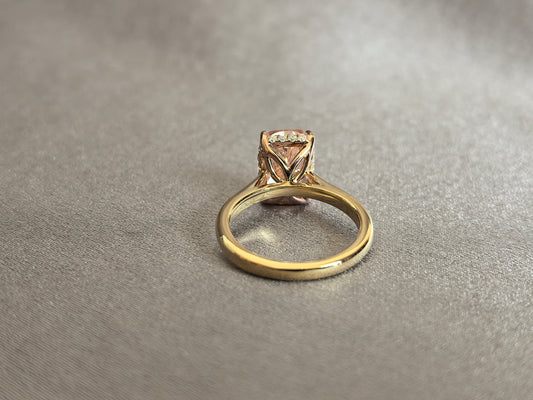 Juno Diamond RD-028 | Pink Radiant-Cut Lab-Grown Diamond Pavé Band Halo Ring