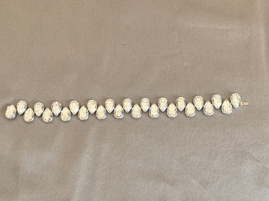 Juno Diamond B-046 | Pear And Round Mixed-Shape Lab-Grown Diamond Bezel Eternity Bracelet White Gold