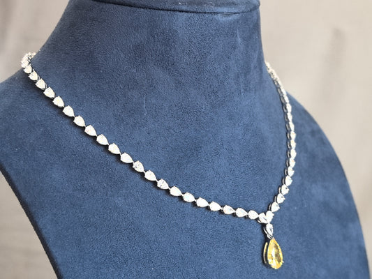 Juno Diamond N-041 | 3 Carat Yellow Pear-Cut Lab-Grown Diamond tennis chain Prong Necklace