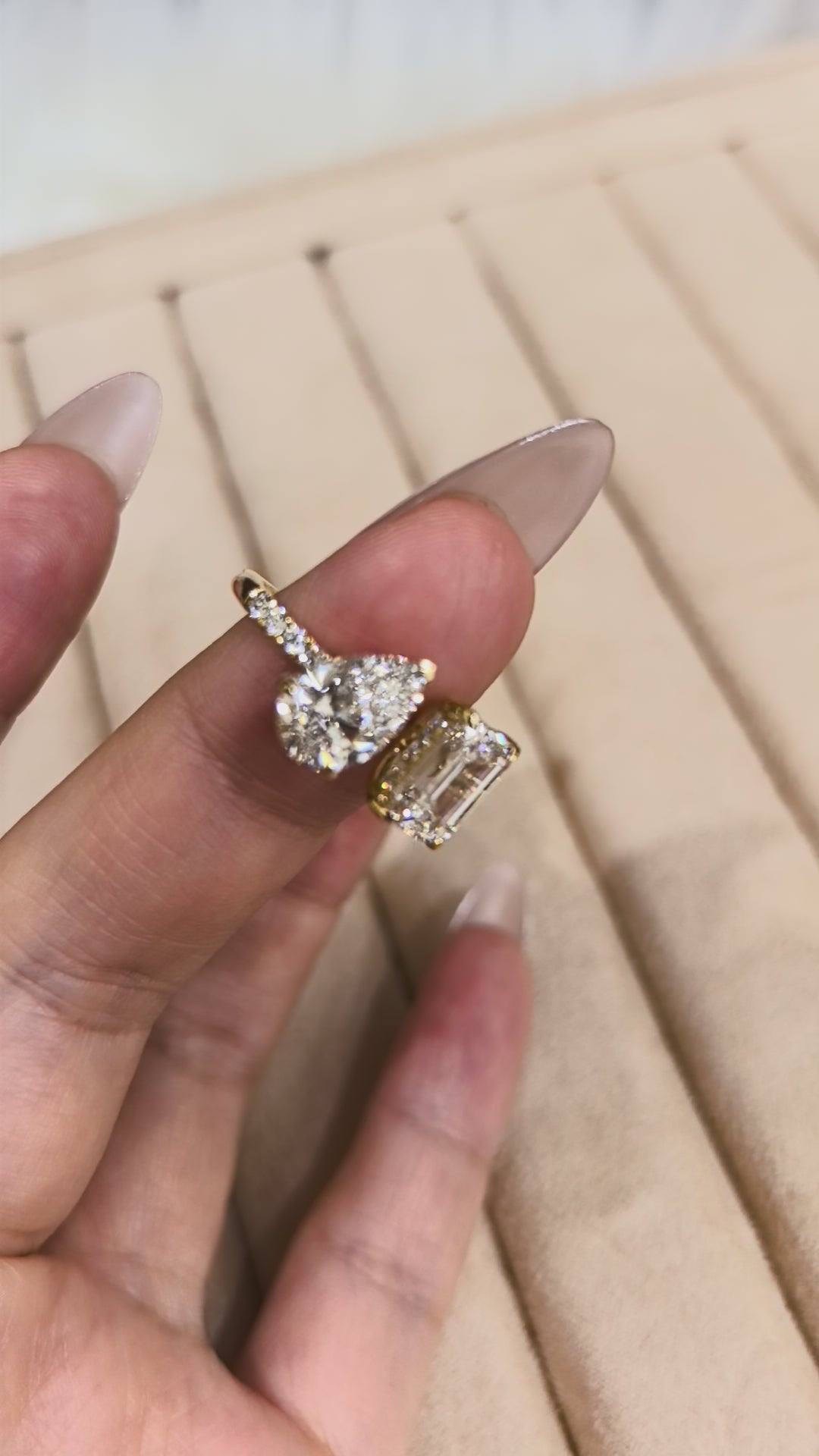 Emerald Cut & Pear Two-Stone Ring
