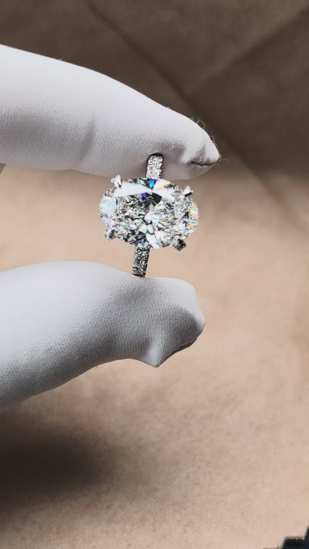 Dainty Hidden Halo Oval Lab Diamond Ring