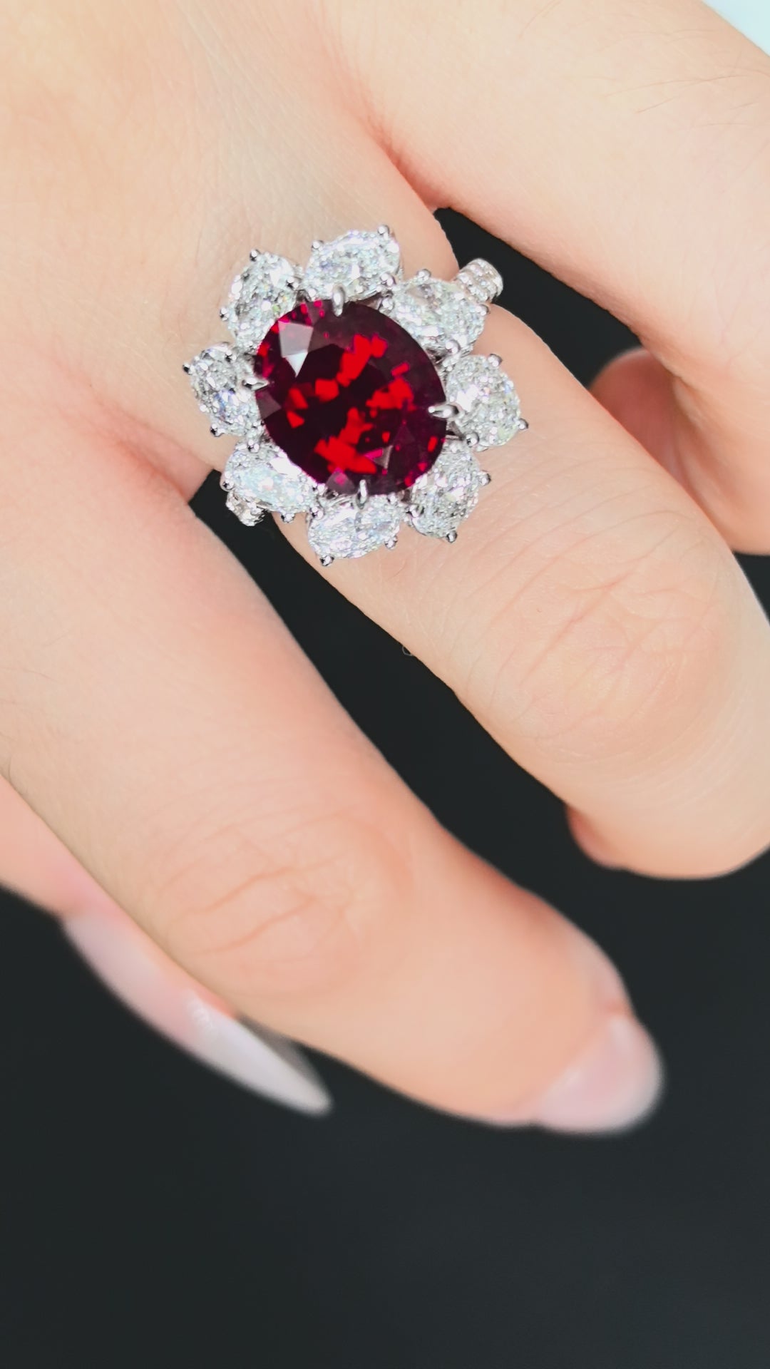 6-Carat Pigeon Blood Ruby Halo Ring