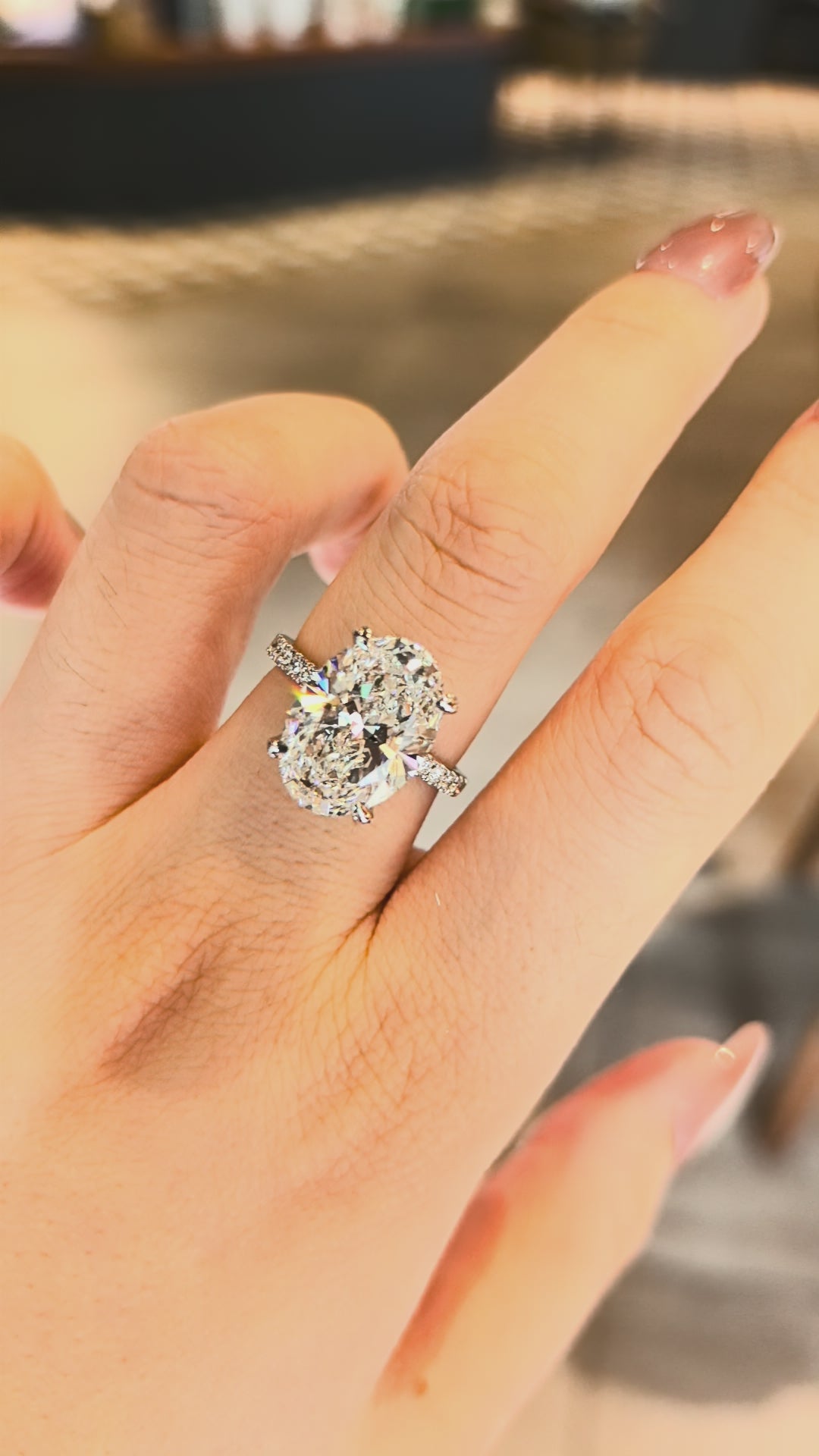Dainty Hidden Halo Oval Lab Diamond Ring