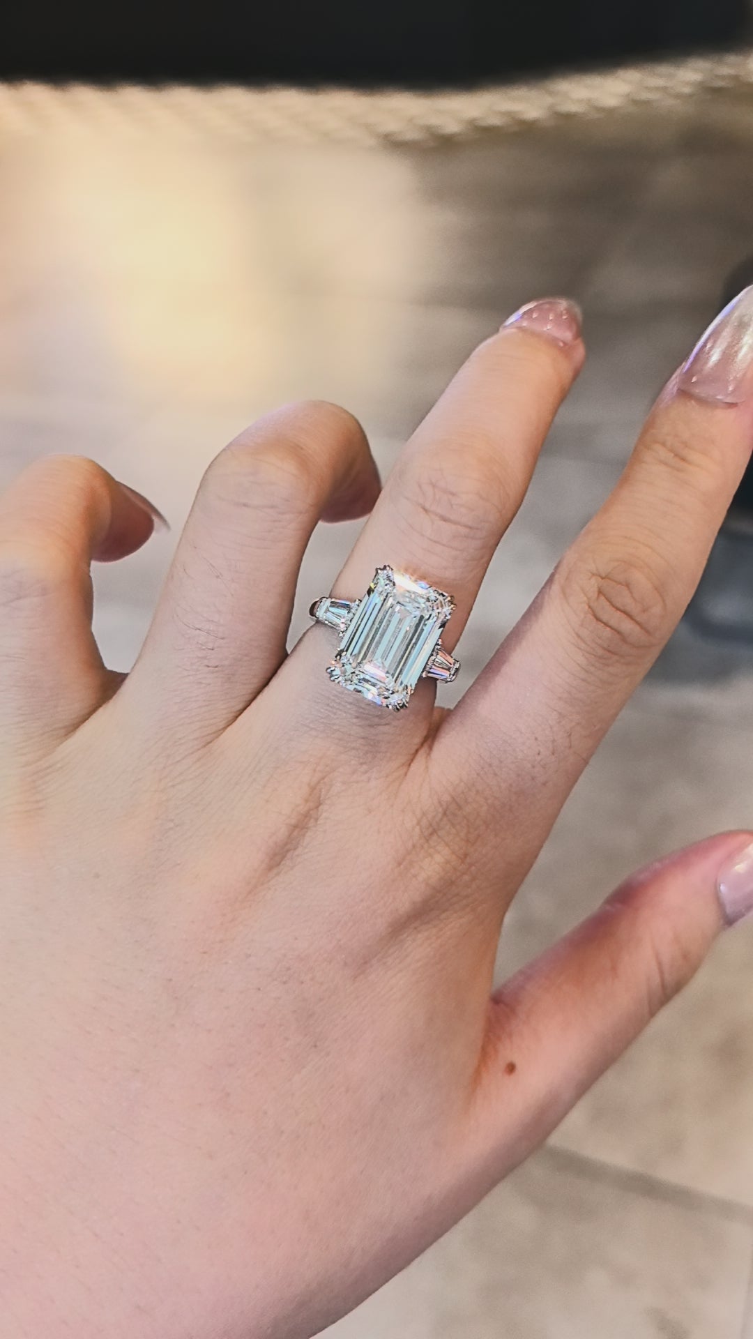 Emerald Cut & T-Cut Three-Stone Ring