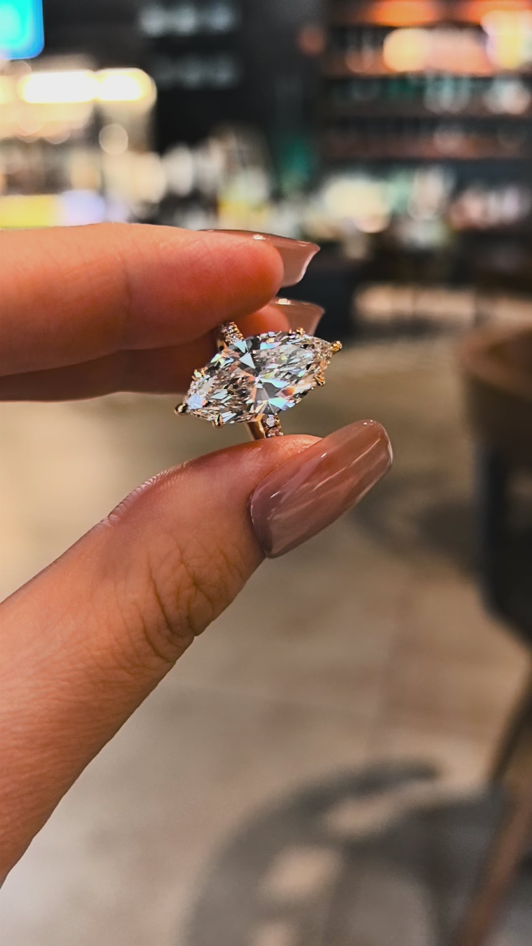 Marquise Simple Pave Shank Ring