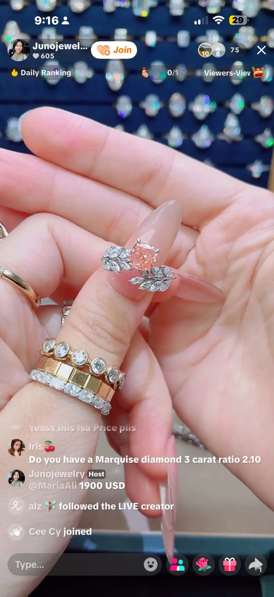 Juno Diamond A link for MariaAli to pay Custom Order