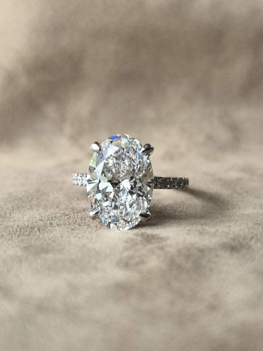 Juno Diamond Dainty Hidden Halo Oval Lab Diamond Ring