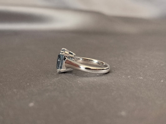 GR-004 |Blue Cushion Shape Diamond | Four Prong Setting | Round Shank | Hypoallergenic Fine Jewelry