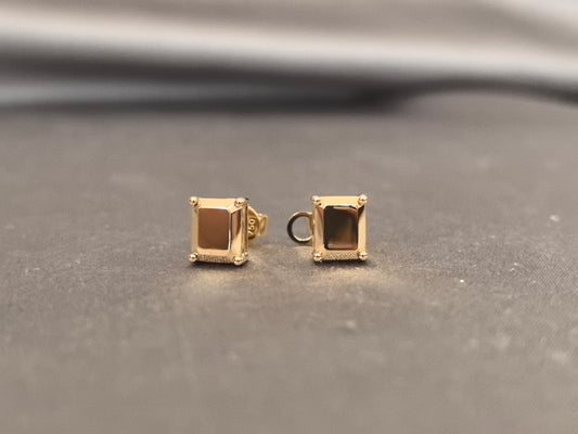 O-011 | Yellow Gold Earrings | Four Prong Setting|Unique Design
