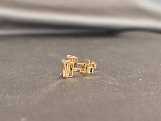 O-011 | Yellow Gold Earrings | Four Prong Setting|Unique Design