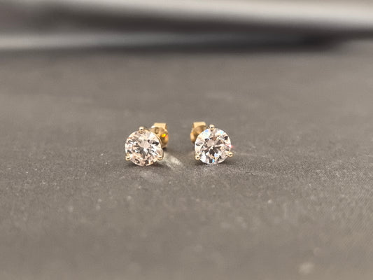 E-017 | Round Shape Diamond Earrings | Three Prong Setting | Unique Design