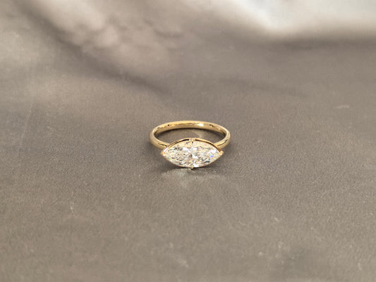 MA-010|Marquise Cut Lab Diamond Solitaire Ring|Prong-Set |Minimalist Engagement Ring