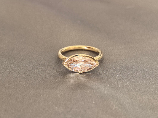 MA-011|Marquise Cut Lab Diamond Solitaire Ring|Prong-Set |East-West Diamond Ring