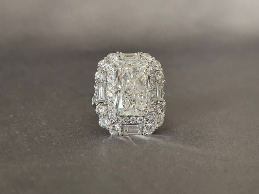 Luxurious Vintage Inlaid Sparkling Ring | Pave Setting | Lab Diamond | Semi-Halo Design | Double Wear Design | Large Carat