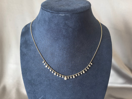 N183 | The Venus Necklace | 0.8 Carat Total | 22 Multi-Shape Diamonds | 14k Yellow Gold Chain | 1.1mm Ball Chain Necklace