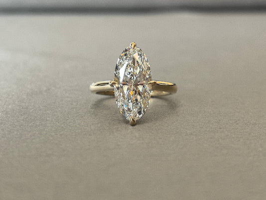 Juno Diamond OV-059| Moval-Cut Solitaire Ring | Sleek Yellow Gold Design | Four-Prong SettingOV-