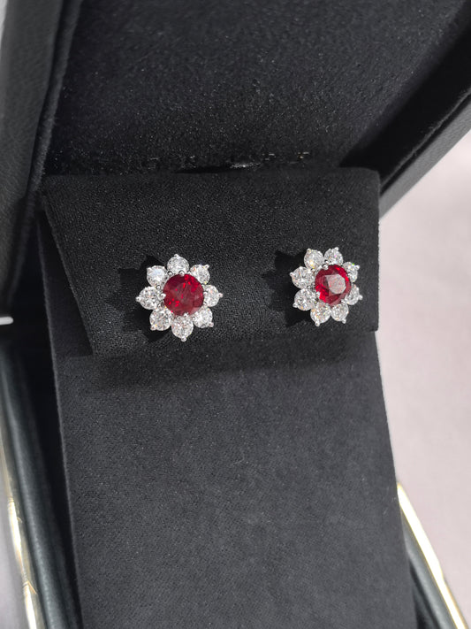 Ruby Sunflower Stud Earrings