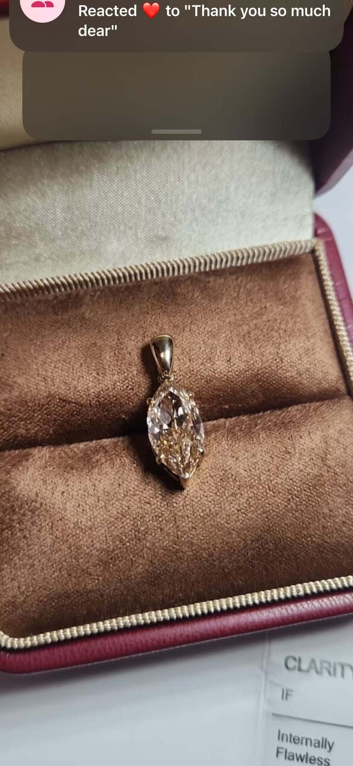 Juno Diamond champagne-colored marquise-cut diamond pendant