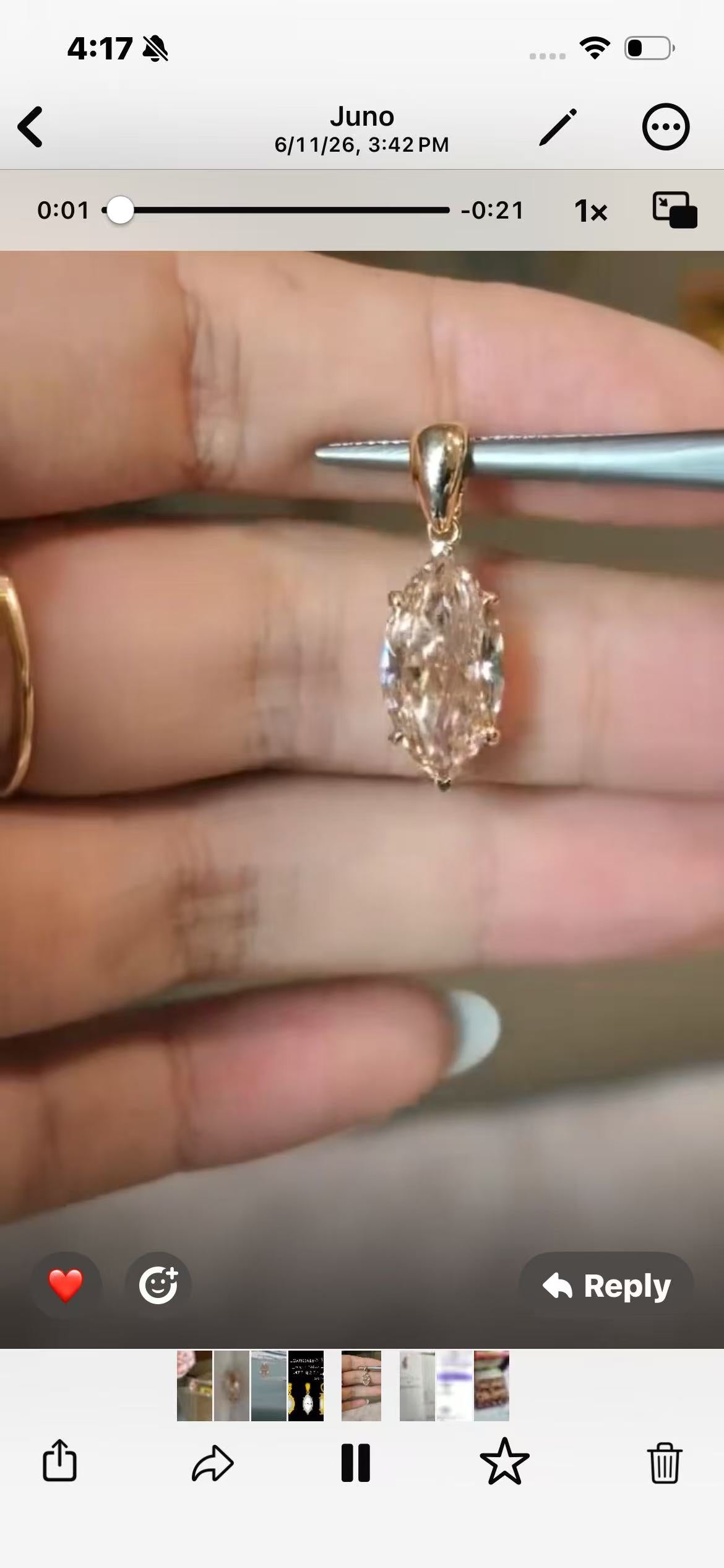 Juno Diamond champagne-colored marquise-cut diamond pendant