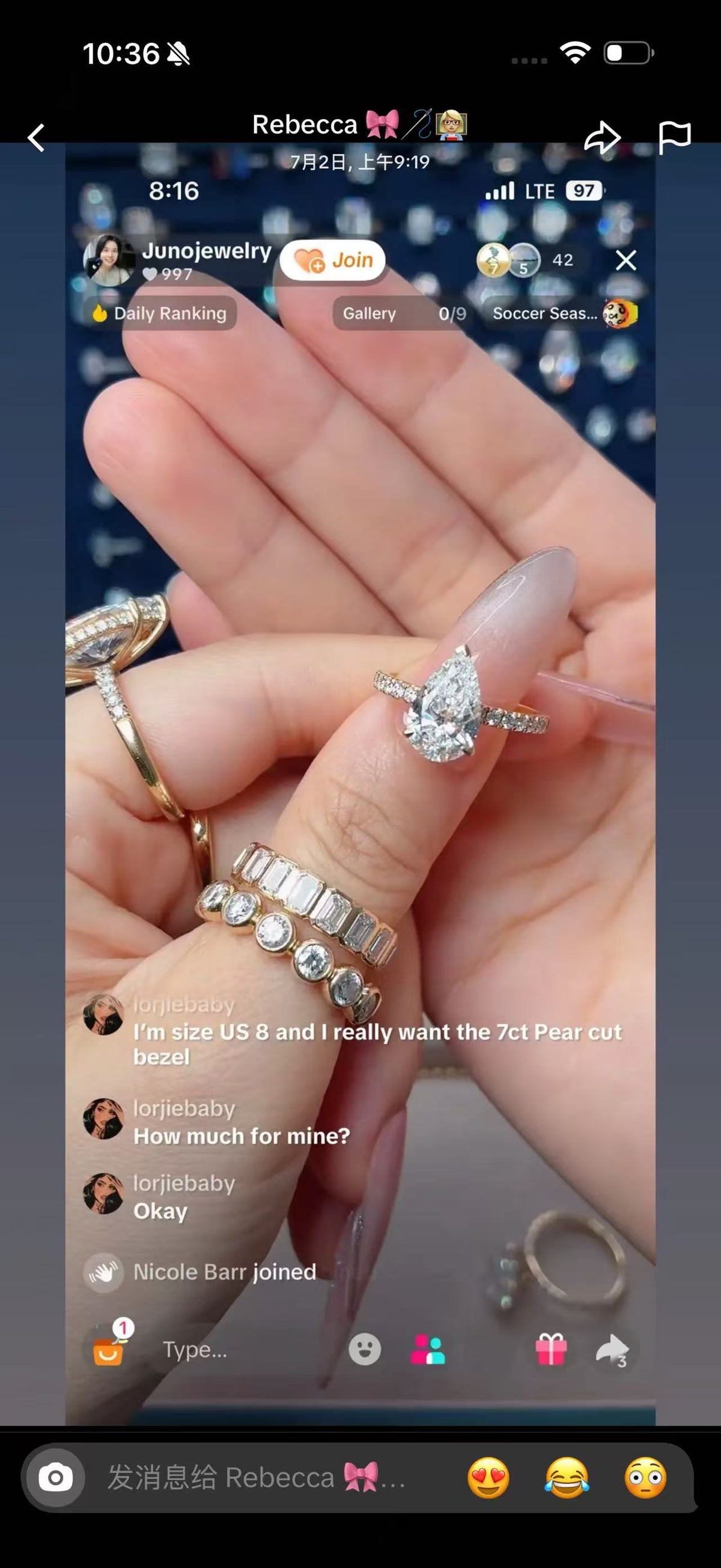 Juno Diamond A link for Rebecca to pay