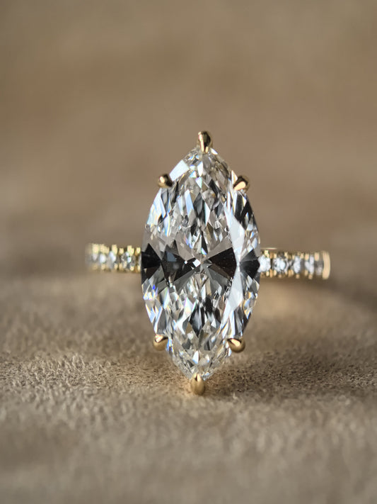 Juno Diamond Marquise Simple Pave Shank Ring